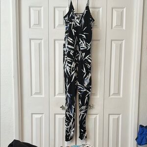 Fabletics Black and White , blue Floral Jumpsuit